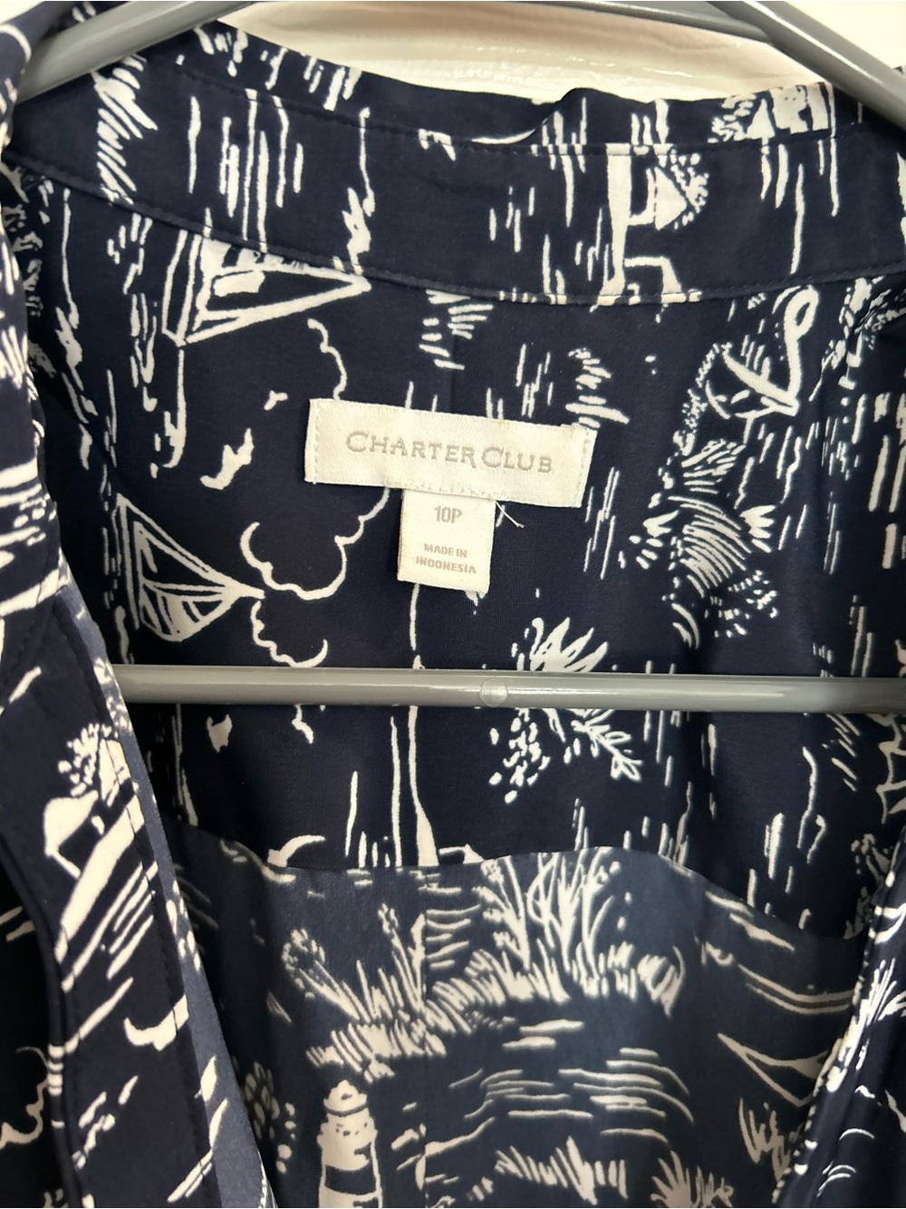 Charter Club Womens Belted A Line Dress Boat Lighthouse Nautical 10 petite - Picture 6 of 6